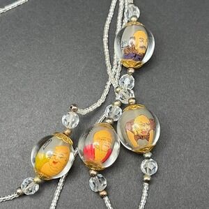 Beaded Necklace Reverse Hand Painted Glass Chinese Prayer Beads LONG 98"